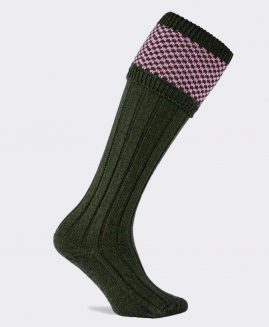 Pennine Penrith Olive Pink Shooting Socks