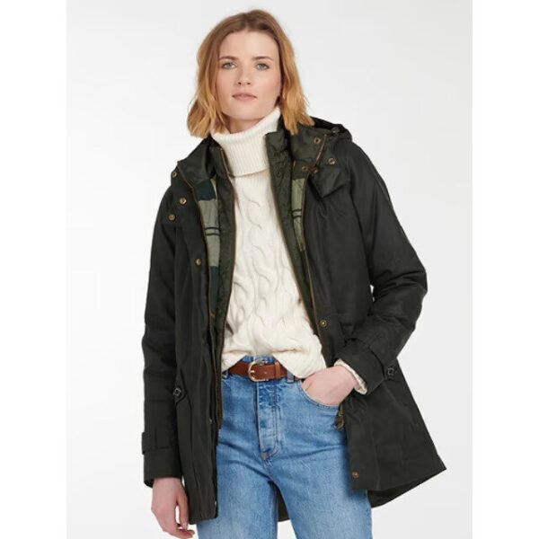 barbour women's cannich wax jacket sage/ancient tartan