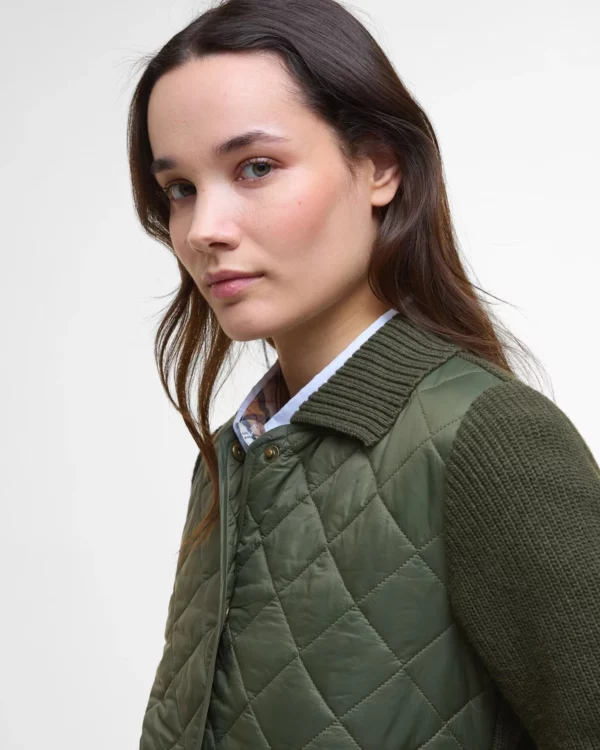 barbour allendale quilted jumper olive