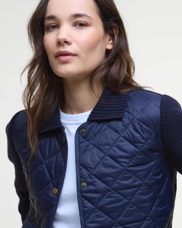 barbour allendale quilted jumper navy