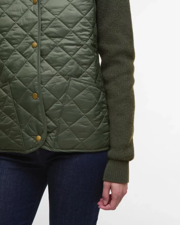 barbour allendale quilted jumper olive