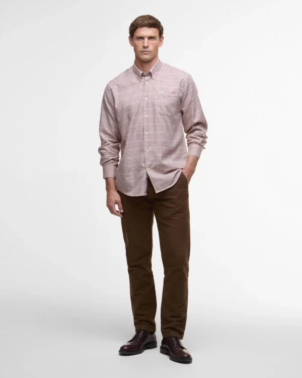 barbour henderson thermo weave long sleeved shirt fired brick