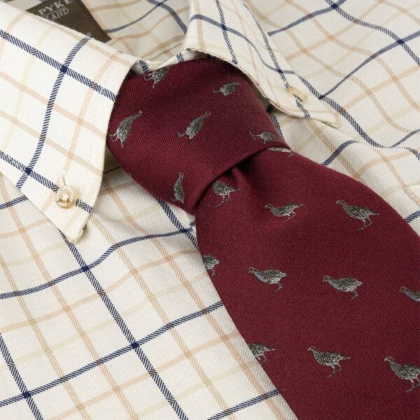 jack pyke partridge silk tie burgundy